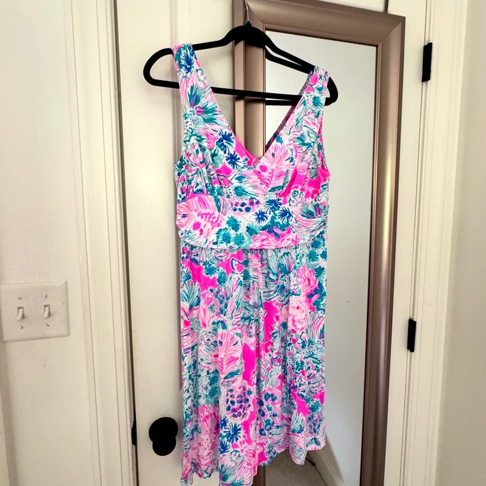 Lilly Pulitzer Pink and Blue Floral Dress size L large